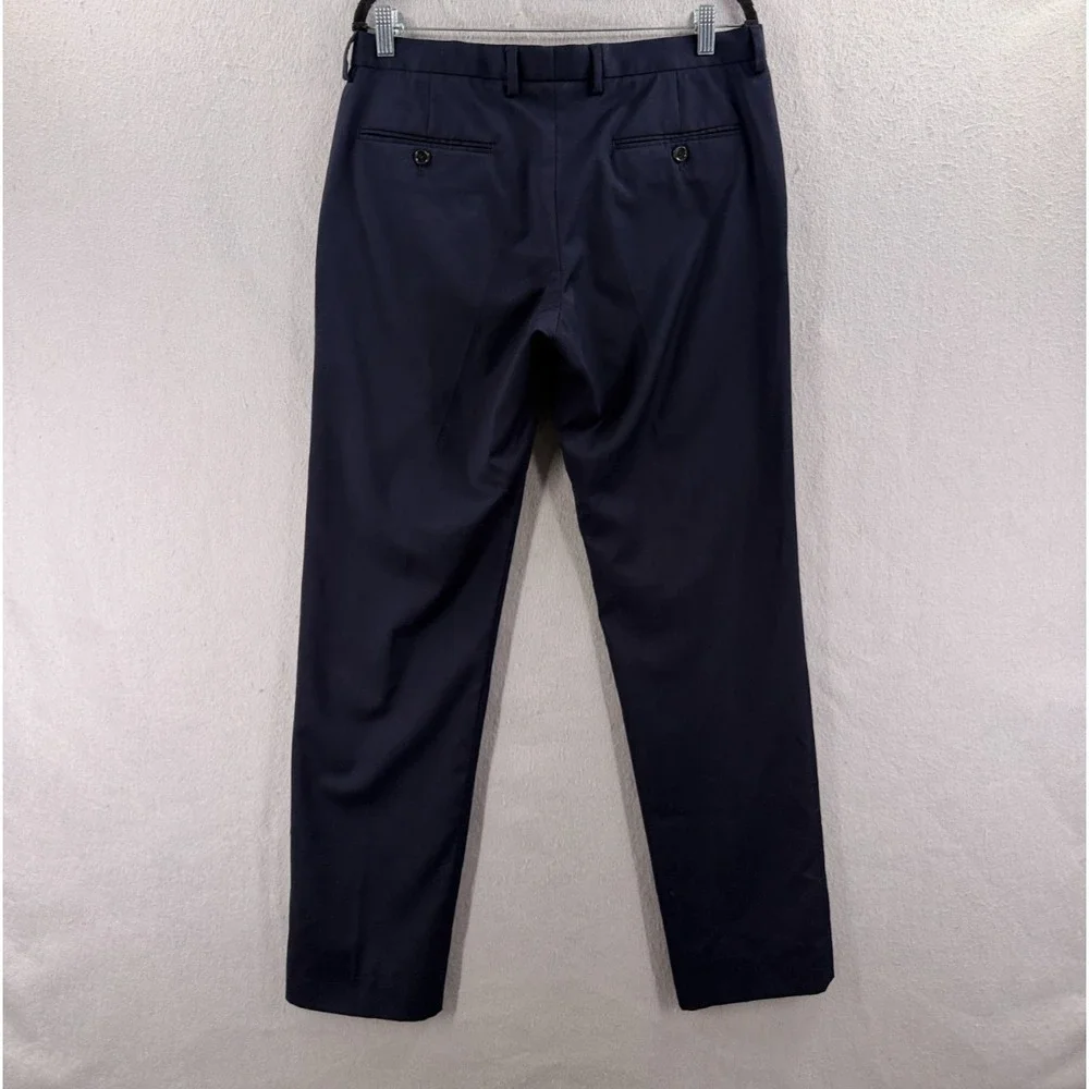 J Crew Bowery Slim Fit Dress Pants Mens 32x32 (33x30.5) Navy Wool Blend Office